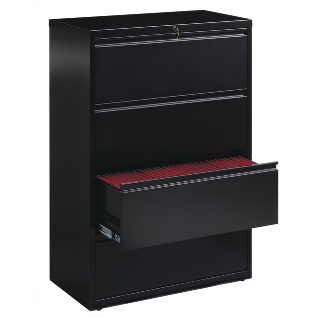 OFFICE DEPOT WorkPro HID19051  36inW x 18-5/8inD Lateral 4-Drawer File Cabinet, Black