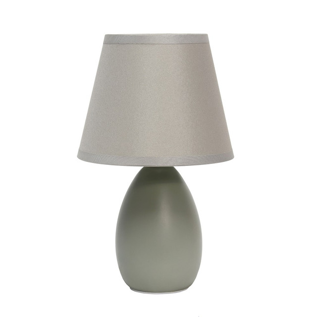 ALL THE RAGES INC Creekwood Home CWT-2005-GY  Nauru Petite Ceramic Oblong Table Lamp, 9-7/16inH, Gray Shade/Gray Base