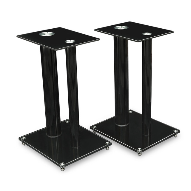 TRANSFORM PARTNERS LLC MI-28B Mount-It! MI-28B Premium Speaker Stands, 18-1/4inH x 11-3/4inW x 9-3/4inD, Black, Set Of 2 Stands