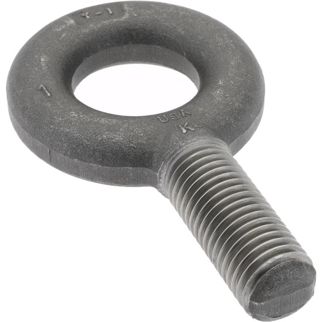 Gibraltar P13702GB Fixed Lifting Eye Bolt: Without Shoulder, 9,000 lb Capacity, 1-8 Thread, Grade 1030 Steel