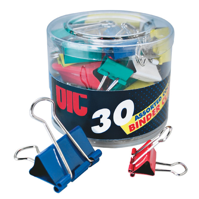 OFFICEMATE INTERNATIONAL CORP. 31026 OIC Assorted Binder Clips, Assorted Sizes, Assorted Colors, Pack Of 30