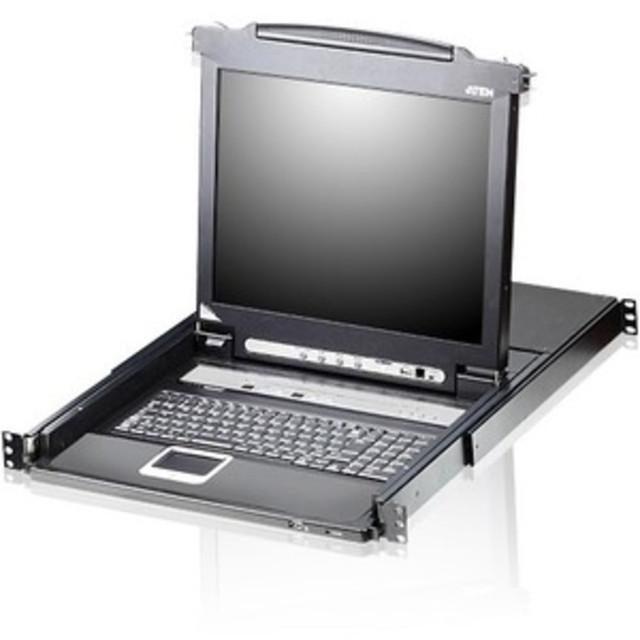 ATEN TECHNOLOGIES ATEN CL5716M  Slideaway CL5716 19in LCD Console with 16-Port KVMP Switch-TAA Compliant - 16 Computer(s) - 19in Active Matrix TFT LCD - 16 x SPHD-15 Keyboard/Mouse/Video, 1 x Type A USB - 1U Height