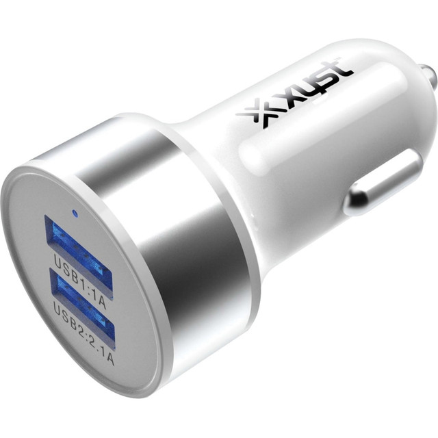 BOWER XYS-CC524D XYST 2.4-Amp Dual USB Car Charger (White) - 12 V DC Input - 5 V DC/2.40 A Output - White