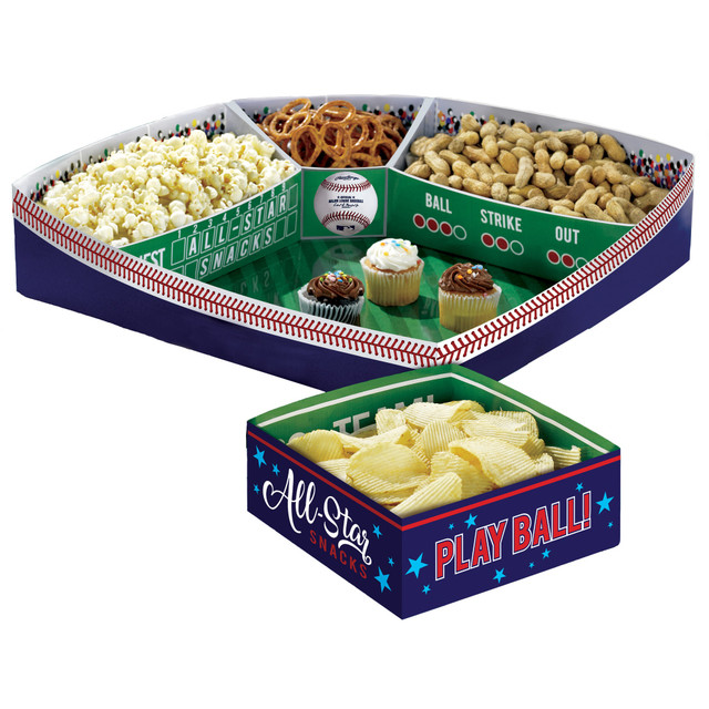 AMSCAN 370462  Major League Baseball Snack Stadium, 4-1/2inH x 19inW x 19inD, Blue/Red/Green