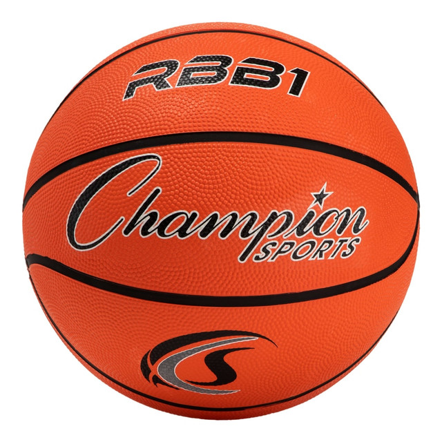 Help improve your game by shooting hoops with the Champion Sports Basketball. The heavy-duty construction offers lasting use, while the easy-grip texture and water-resistant design provide a firm grip.  Easy-grip composition rubber texture provides a firm hold.  Water-resistant cover helps prevent damage from liquids.  Nylon-wound, 2-ply butyl bladder offers increased air retention.  Heavy-duty construction helps prevent warping.