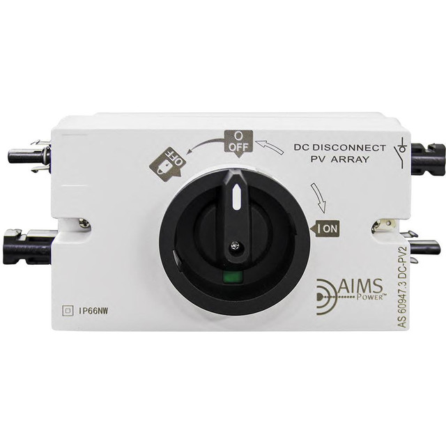 Aims Power DC1200V32A Cam & Disconnect Switch Accessories; Accessory Type: Disconnect Switch Kit ; For Use With: Small and Large Off-Grid or Grid Tied Solar Systems ; Disconnect Switch Size: 32A ; Voltage: 1200.00 ; Contact Configuration: MC4 Connect