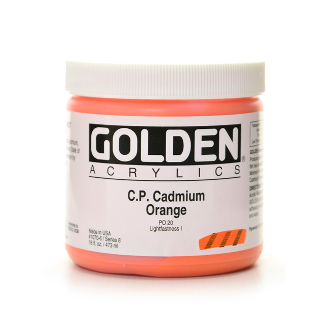 GOLDEN ARTIST COLORS, INC. 1070-6 Golden Heavy Body Acrylic Paint, 16 Oz, Cadmium Orange (CP)