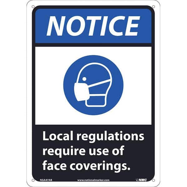 AccuformNMC Sign: Rectangle & Square, "Notice Local Regulations Require Use Of Face Coverings." NGA46AB