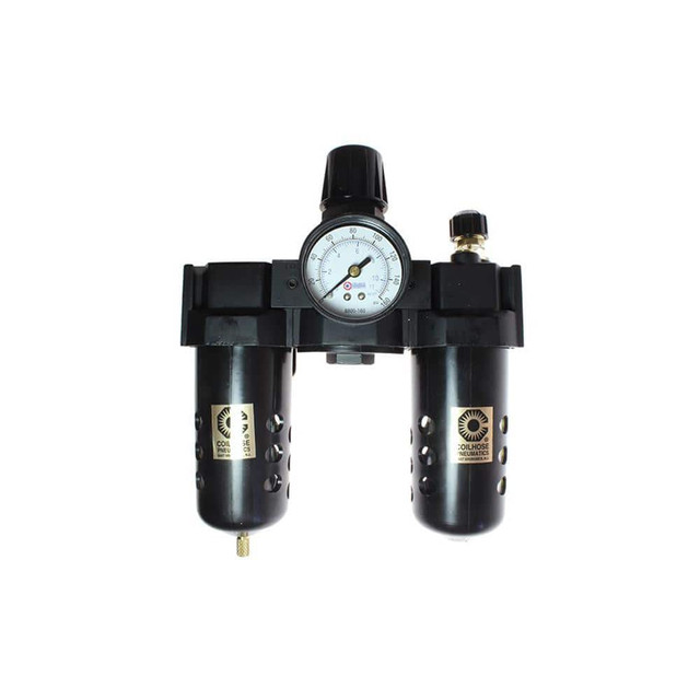 Coilhose Pneumatics 27FRL3-DG FRL Combination Unit: 3/8 NPT, Standard, 3 Pc Filter-Regulator-Lubricator with Pressure Gauge