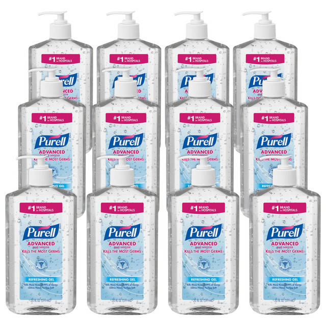 GOJO INDUSTRIES INC 3023-12 Purell Instant Hand Sanitizer, 20 Oz. Pump Bottles, Pack Of 12