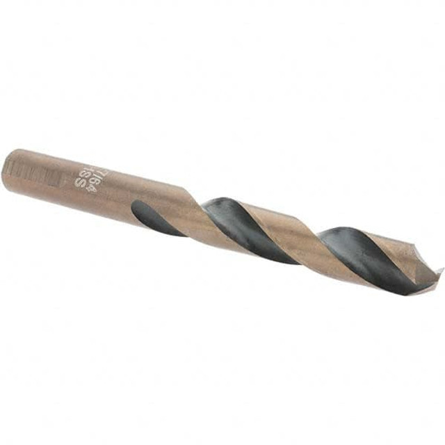 Import 20923 Mechanics Drill Bit: 27/64" Dia, 135 ° Point, High Speed Steel, Weldon Shank, Split Point