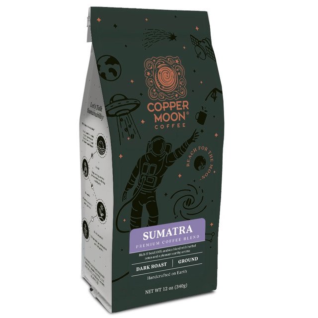 COPPER MOON COFFEE LLC Copper Moon 205113  Coffee Ground Coffee, Sumatra Blend, 12 Oz Per Bag