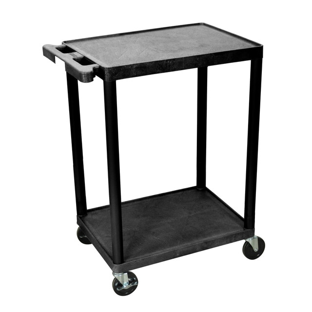 H. WILSON/ LUXOR FURNITURE HE32-B Luxor 2-Shelf Plastic Utility Cart, 33 1/2inH x 24inW x 18inD, Black H. WILSON/ LUXOR FURNITURE HE32-B Luxor 2-Shelf Plastic Utility Cart, 33 1/2inH x 24inW x 18inD, Black