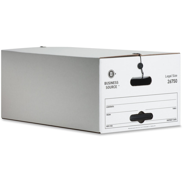 SP RICHARDS 26750 Business Source Light Duty Legal Size Storage Box - External Dimensions: 15in Width x 24in Depth x 10in Height - Media Size Supported: Legal - String/Button Tie Closure - Light Duty - Stackable - White - For File - Recycled - 12 / C SP RICHARDS 26750 Business Source Light Duty Legal Size Storage Box - External Dimensions: 15in Width x 24in Depth x 10in Height - Media Size Supported: Legal - String/Button Tie Closure - Light Duty - Stackable - White - For File - Recycled - 12 / C