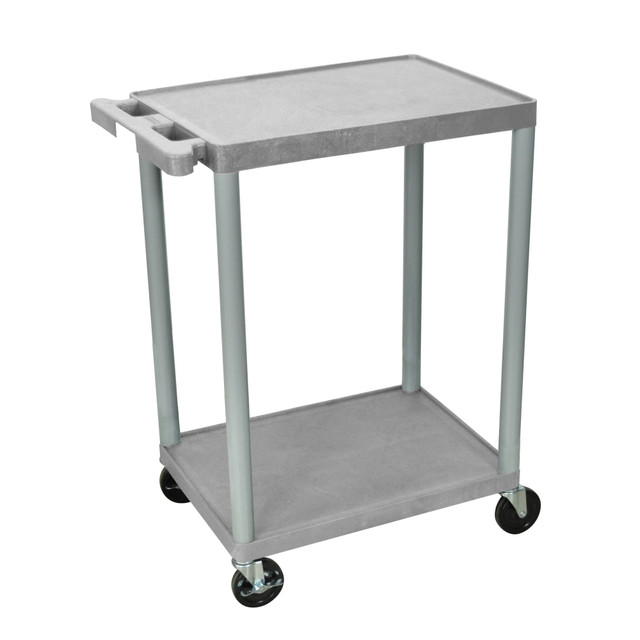 H. WILSON/ LUXOR FURNITURE HE32-G Luxor 2-Shelf Plastic Utility Cart, 33 1/2inH x 24inW x 18inD, Gray H. WILSON/ LUXOR FURNITURE HE32-G Luxor 2-Shelf Plastic Utility Cart, 33 1/2inH x 24inW x 18inD, Gray