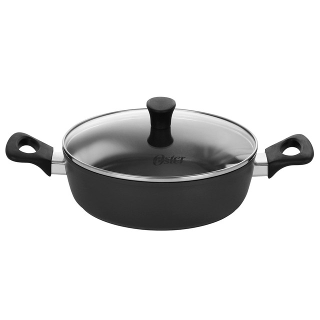 GIBSON OVERSEAS INC. Oster 995116563M  3-Quart Non-Stick Aluminum Everyday Pan With Lid, Black