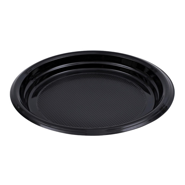 Boardwalk BWKPLTHIPS9BL Plate & Tray: 9" Dia, Plastic, Black, Solid