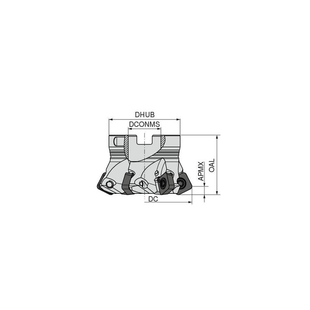 Ceratizit 5069306306 Indexable High-Feed Face Mill: 51 to 63 mm Cut Dia, 22 mm Arbor Hole