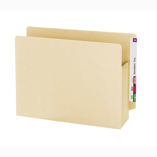 SMEAD MFG CO 75150 Smead TUFF End-Tab File Pockets, 3 1/2in Expansion, Letter Size, Manila, Box Of 10