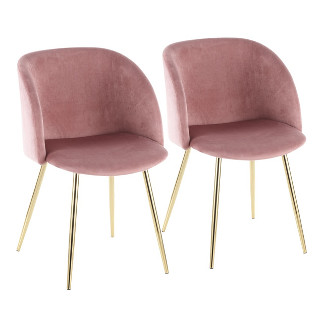 LUMISOURCE, LLC CH-FRAN AUVPK2 LumiSource Fran Dining Chairs, Pink/Gold, Set Of 2 Chairs