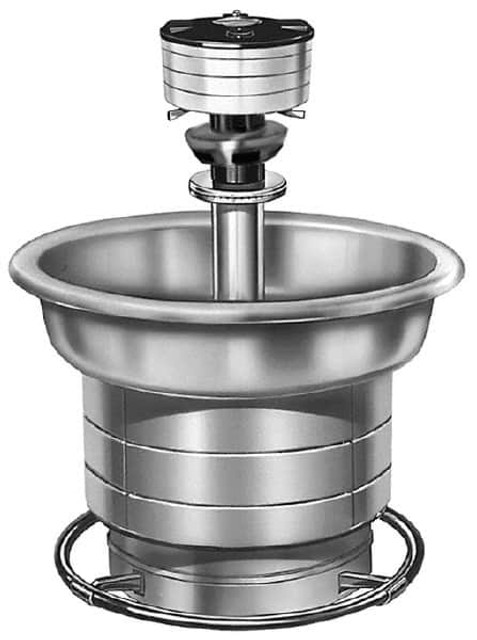 Bradley S93-533 Circular, Foot-Controlled, Internal Drain, 36" Diam, 3 Person Capacity, Stainless Steel, Wash Fountain