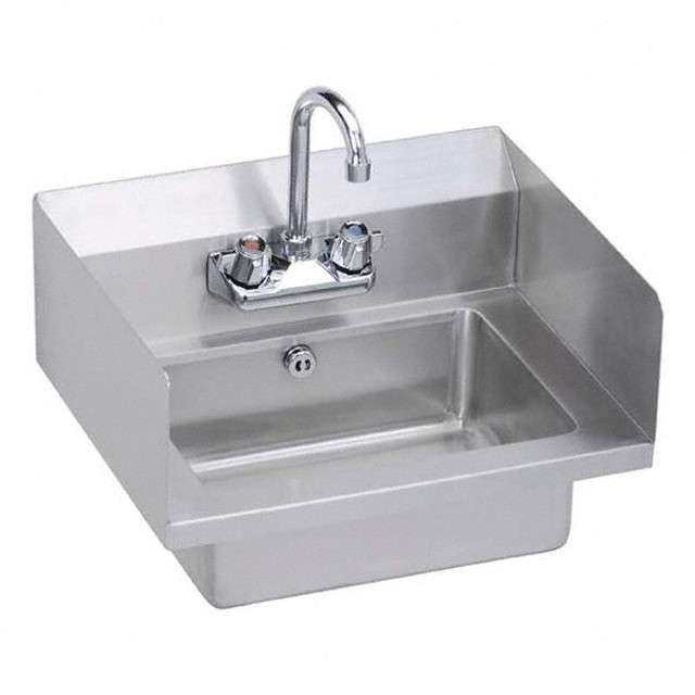 ELKAY. EHS-18-SDX Hand Sink: Wall Mount, Manual Faucet, 3 Stainless Steel