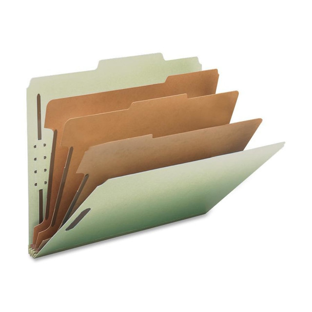 SP RICHARDS Nature Saver 01058  K-Fastener Classification Folders, 2- Dividers, 2/5in Tab Cut, Letter Size , Gray/Green, Box Of 10
