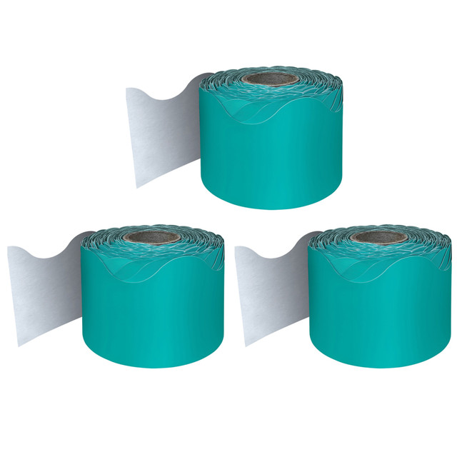 EDUCATORS RESOURCE Carson Dellosa Education CD-108471-3  Rolled Scalloped Borders, Teal, 65ft Per Roll, Pack Of 3 Rolls