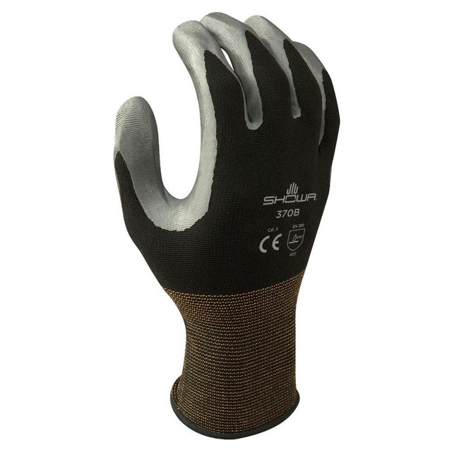 SHOWA 370BM-07 General Purpose Work Gloves: Medium, Nitrile & Polyurethane Coated, Nylon