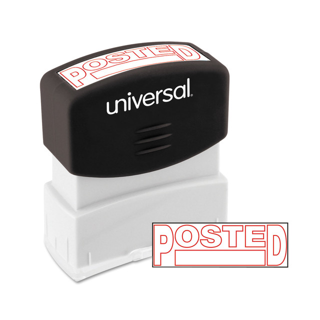 UNIVERSAL OFFICE PRODUCTS 10065 Universal Pre-Inked Message Stamp, Posted, 1 11/16in x 9/16in Impression, Red