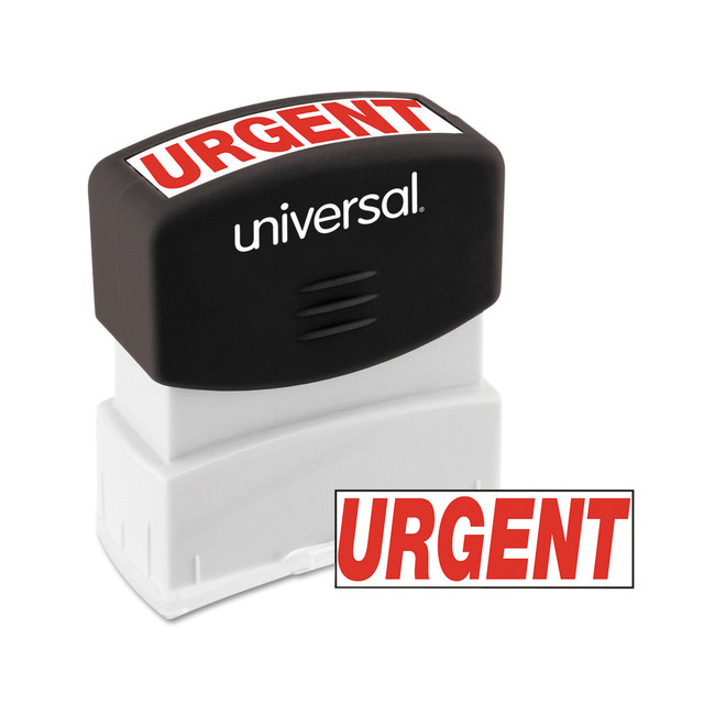 UNIVERSAL OFFICE PRODUCTS 10070 Universal Pre-Inked Message Stamp, Urgent, 1 11/16in x 9/16in Impression, Red