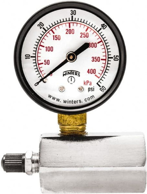 Winters PETG203 Pressure Gauge: 2" Dial, 3/4" Thread, NPT, Bottom Mount