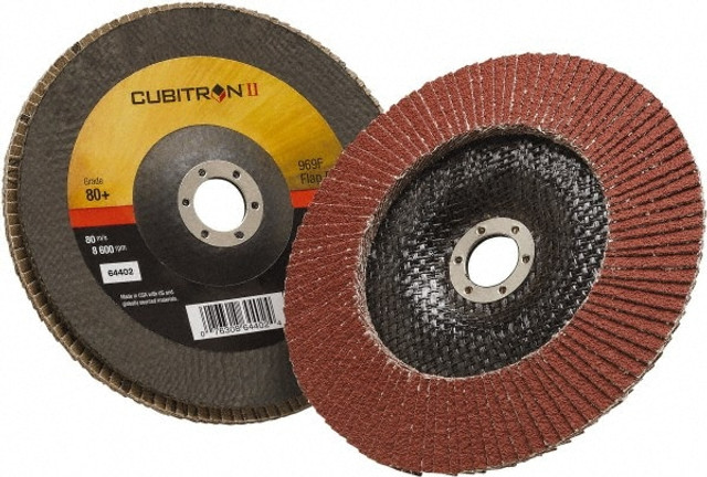 3M 7100104910 Flap Disc: 7/8" Hole, 80 Grit, Ceramic, Type 29