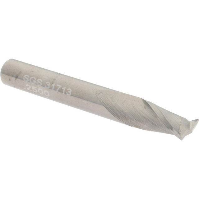 SGS 31713 Square End Mill: 1/4" Dia, 1/2" LOC, 2 Flutes, Solid Carbide