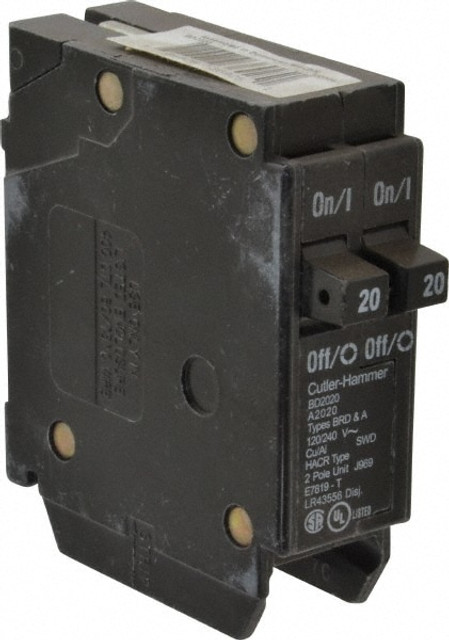 Eaton Cutler-Hammer BD2020 20/20 Amp, 120 VAC, 2 Pole, Plug In Type BD Duplex Circuit Breaker