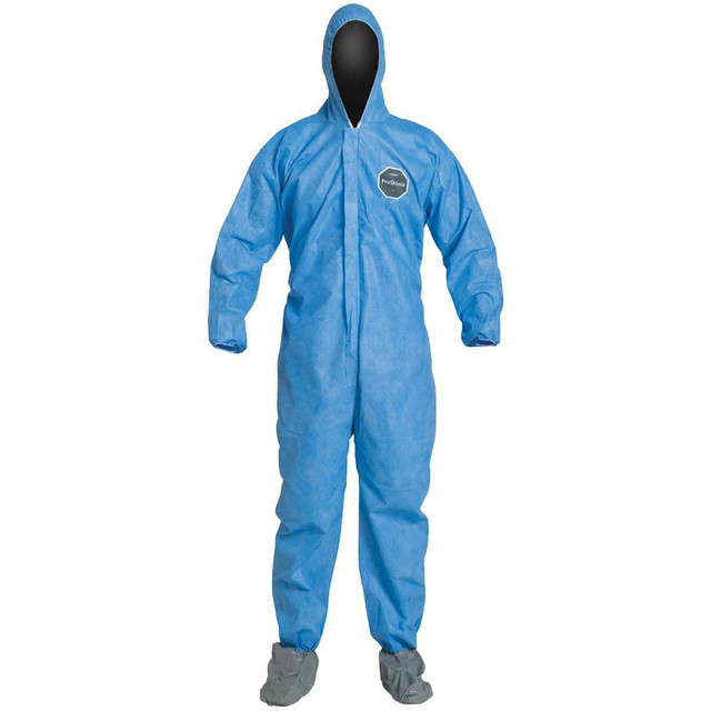 Dupont PB122SBULG00250 Disposable Coveralls: Size Large, Film Laminate, Zipper Closure