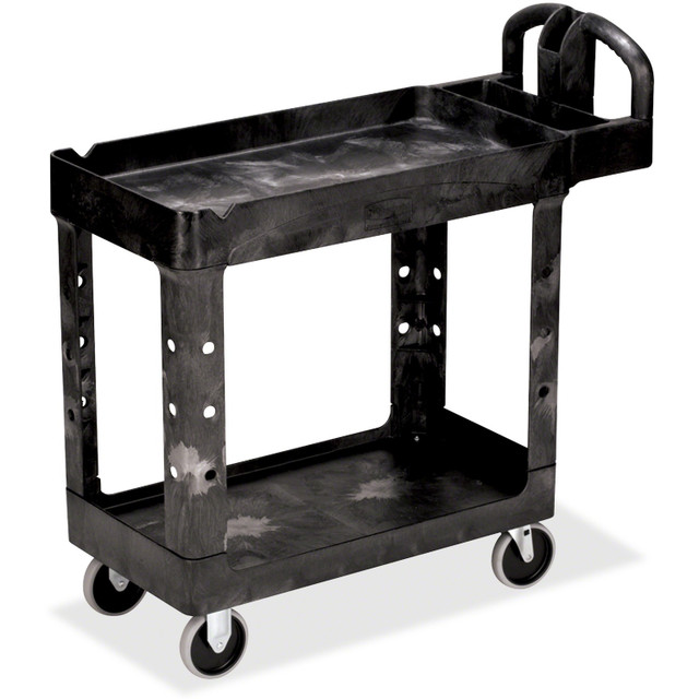 Rubbermaid Commercial Products Rubbermaid Commercial 450088BK Rubbermaid Commercial HD 2-Shelf Utility Cart with Lipped Shelf (Small) Rubbermaid Commercial Products Rubbermaid Commercial 450088BK Rubbermaid Commercial HD 2-Shelf Utility Cart with Lipped Shelf (Small)