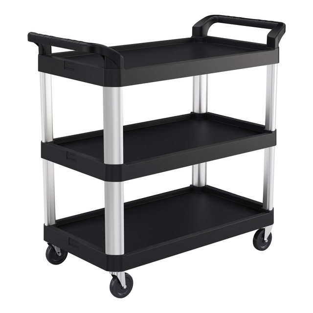 SUNCAST CORPORATION RC2040 Suncast Commercial 3-Shelf Service Cart, 38inH x 20inW x 40inD, Black/Silver