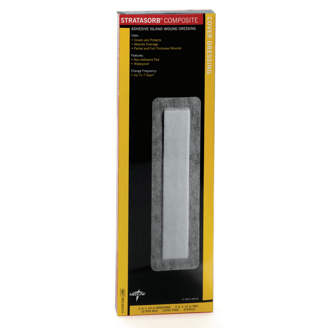 MEDLINE INDUSTRIES, INC. MSC30414Z Medline Stratasorb Composite Island Dressings, 4in x 14in, White, Box Of 10 MEDLINE INDUSTRIES, INC. MSC30414Z Medline Stratasorb Composite Island Dressings, 4in x 14in, White, Box Of 10