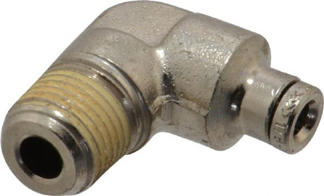 Norgren 124450118 Push-To-Connect Tube to Male & Tube to Male NPT Tube Fitting: Pneufit Fixed Male Elbow, 1/8" Thread, 1/8" OD