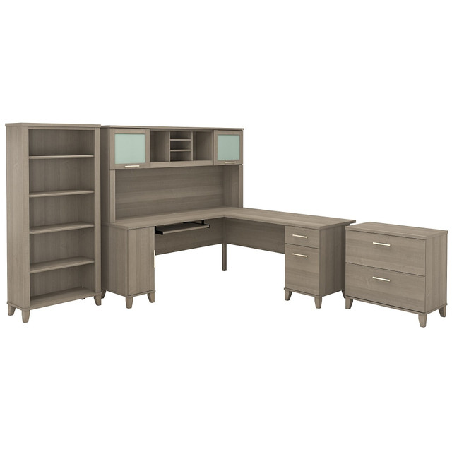 BUSH INDUSTRIES INC. SET012AG Bush Furniture Somerset 72inW L Shaped Desk With Hutch, Lateral File Cabinet And Bookcase, Ash Gray, Standard Delivery BUSH INDUSTRIES INC. SET012AG Bush Furniture Somerset 72inW L Shaped Desk With Hutch, Lateral File Cabinet And Bookcase, Ash Gray, Standard Delivery
