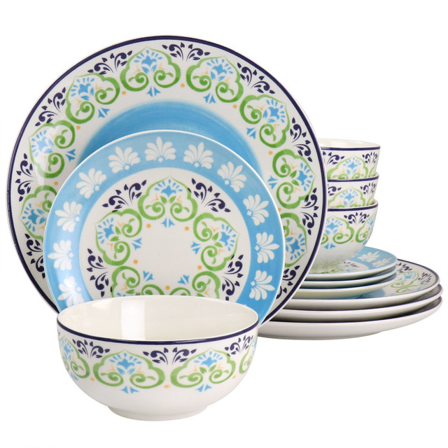 GIBSON OVERSEAS INC. 995117522M Gibson Home Atlantis 12-Piece Dinnerware Set, Multicolor