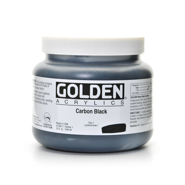 GOLDEN ARTIST COLORS, INC. 1040-7 Golden Heavy Body Acrylic Paint, 32 Oz, Carbon Black