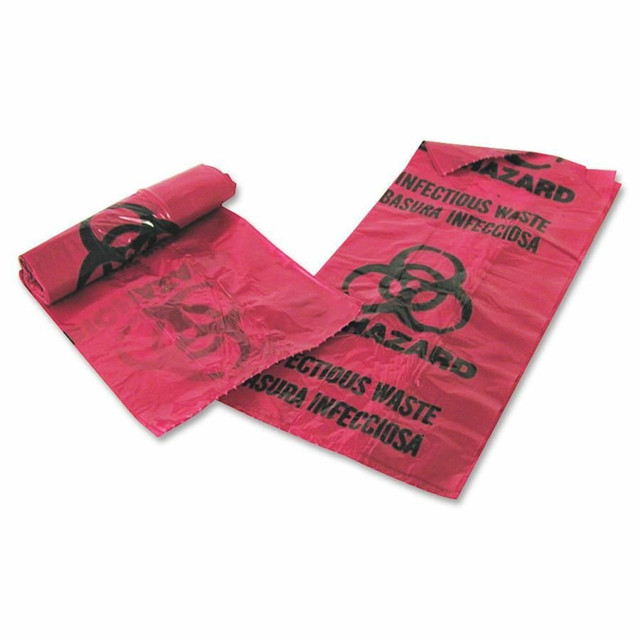 UNIMED MIDWEST, INC. 01EB086000 Unimed Stick-On Biohazard Infectious Waste Bags, 1 Gallon, Red, Box Of 100