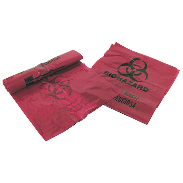 UNIMED MIDWEST, INC. 03EB086000 Unimed Stick-On Biohazard Infectious Waste Bags, 3 Gallons, Red, Box Of 100