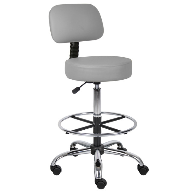 NORSTAR OFFICE PRODUCTS INC. B16245-GY Boss Office Products Medical Drafting Stool, With Backrest, Caressoft Vinyl, Gray NORSTAR OFFICE PRODUCTS INC. B16245-GY Boss Office Products Medical Drafting Stool, With Backrest, Caressoft Vinyl, Gray