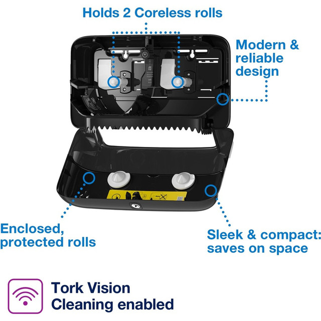 Essity Hygiene and Health AB TORK 473208 Tork Twin Bath Tissue Roll Dispenser Black T7