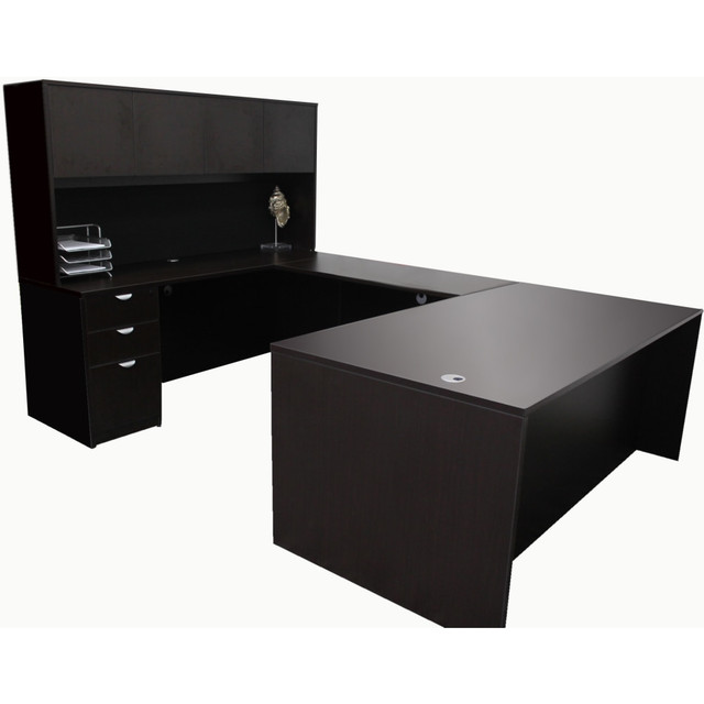 NORSTAR OFFICE PRODUCTS INC. GROUPA15-MOC Boss Office Products Holland Series Executive U-Shape Desk With File Storage, Pedestal And Hutch, Mocha NORSTAR OFFICE PRODUCTS INC. GROUPA15-MOC Boss Office Products Holland Series Executive U-Shape Desk With File Storage, Pedestal And Hutch, Mocha