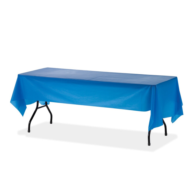 SP RICHARDS 10325CT Genuine Joe Plastic Rectangular Table Covers - 108in Length x 54in Width - Plastic - Blue - 24 / Carton SP RICHARDS 10325CT Genuine Joe Plastic Rectangular Table Covers - 108in Length x 54in Width - Plastic - Blue - 24 / Carton