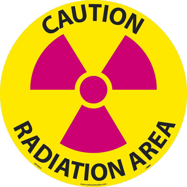 AccuformNMC Accident Prevention Adhesive Backed Floor Sign: Round, ''Caution Radiation Area'' WFSM22